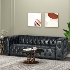 Mirod Comfy 3-seat Sofa with Wooden Legs, PU, for Living Room and Study