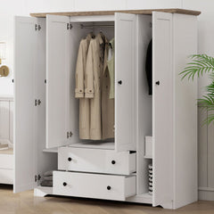 4-Door Wardrobe with 1 Drawer, Gray