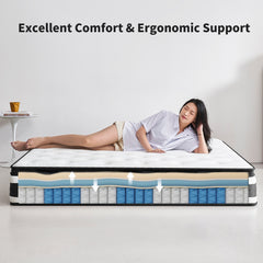 12 Inch KING Size Hybrid Mattress Individual Pocket Spring Oeko-Tex 100 Breathable Memory Foam Knitted Cover CertiPUR-US