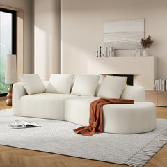 116" Modern Curved Sectional Sofa with High-Density Fully Compressed Sponge and Chaise Lounge, Pearl Upholstery, 2-Piece Set, Fully Assembled Right Hand Facing, Perfect for Living Room, Lounge