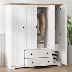 4-Door Wardrobe with 1 Drawer, Gray