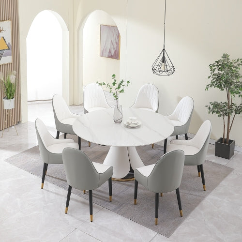 Fashion modern sinntered stone dining table with simple and multi-functional retractable dining table with 8 pcs Chairs