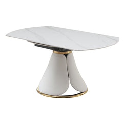 Fashion modern sinntered stone dining table with simple and multi-functional retractable dining table with 8 pcs Chairs