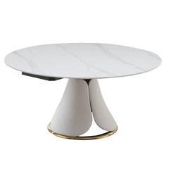 Fashion modern sinntered stone dining table with simple and multi-functional retractable dining table with 8 pcs Chairs