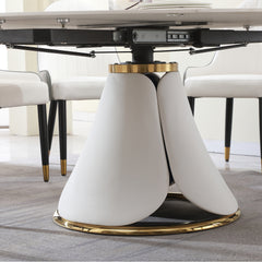 Fashion modern sinntered stone dining table with simple and multi-functional retractable dining table with 8 pcs Chairs