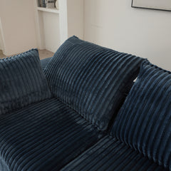 157.6"Cloud Sofa,Corduroy Fabric,Deep Seat Couches,Double-layer design,Removable Cushion,No Assembly,DIY Combination for Living room, Bedroom,Conference room ,Apartment,Blue