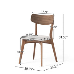 5-Pieces Upholstered Dining Set With Rubberwood Frame, Light beige+Walnut+Black