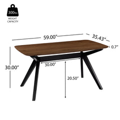 5-Pieces Upholstered Dining Set With Rubberwood Frame, Light beige+Walnut+Black