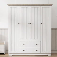 4-Door Wardrobe with 1 Drawer, Gray