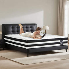 12 Inch KING Size Hybrid Mattress Individual Pocket Spring Oeko-Tex 100 Breathable Memory Foam Knitted Cover CertiPUR-US
