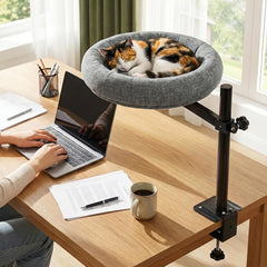 Cat Bed for Desk, 360° Rotating & Height Adjustable Cat Perch