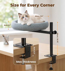 Cat Bed for Desk, 360° Rotating & Height Adjustable Cat Perch