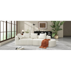 116" Modern Curved Sectional Sofa with High-Density Fully Compressed Sponge and Chaise Lounge, Pearl Upholstery, 2-Piece Set, Fully Assembled Right Hand Facing, Perfect for Living Room, Lounge