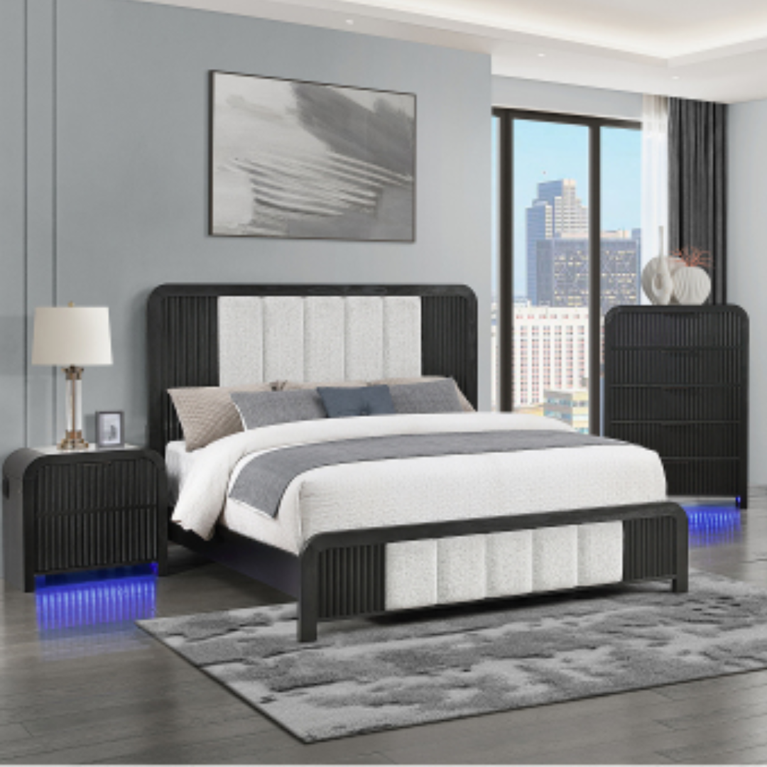 Beverly Black and White 5PC Queen Bedroom Set