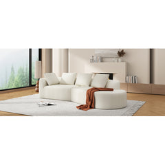 116" Modern Curved Sectional Sofa with High-Density Fully Compressed Sponge and Chaise Lounge, Pearl Upholstery, 2-Piece Set, Fully Assembled Right Hand Facing, Perfect for Living Room, Lounge