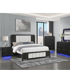 Beverly Black and White 5PC Queen Bedroom Set